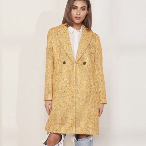J.Crew Daphne yellow tweed coat Petite 0 0P - Picture 2 of 16